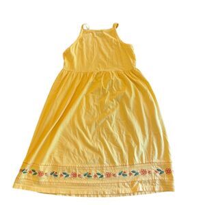 Lands End Vintage Women's Size 16‎ Yellow Floral Knee-Length Dress 100% cotton